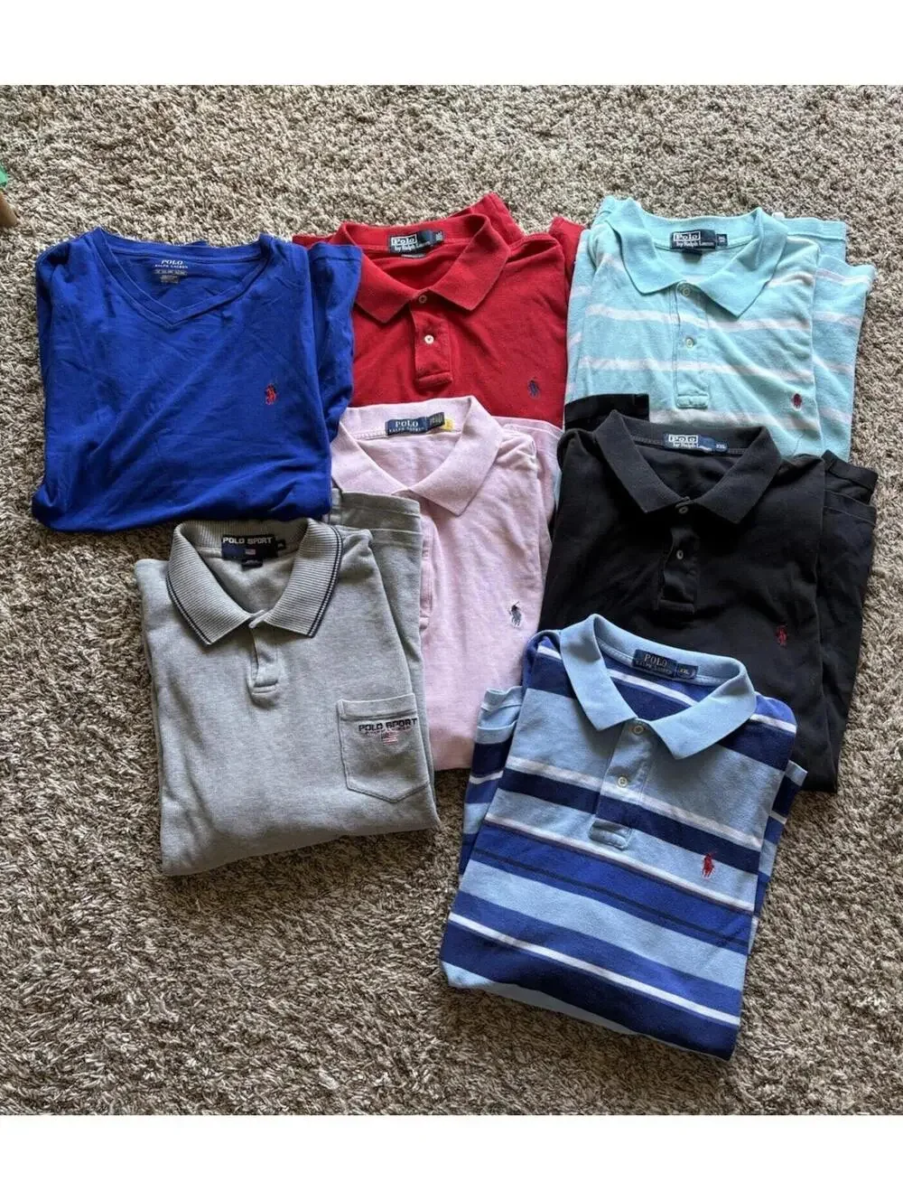 Polo Ralph Lauren Men's Size 2XL Polo Shirt Multicolor Pony - LOT OF 7 shirts